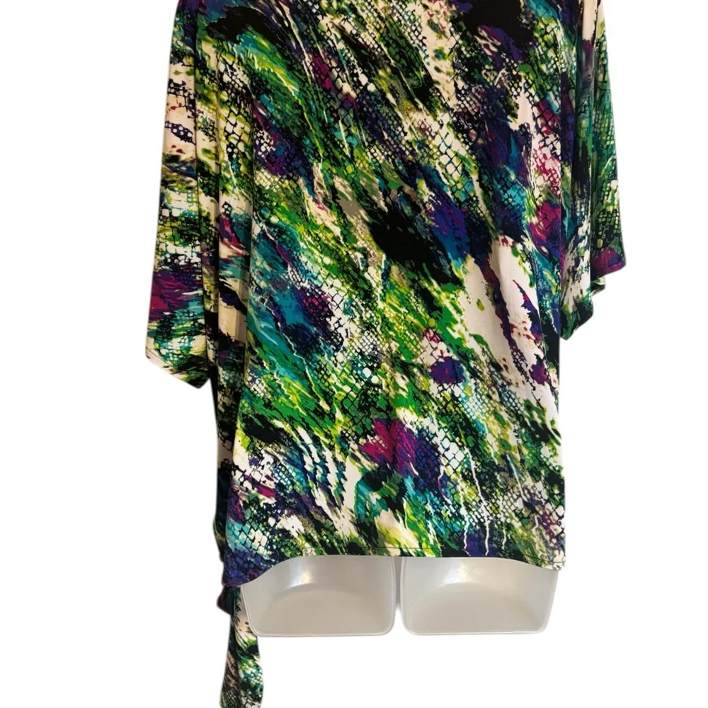Rafaella Multicolor Abstract Print Tie-Hem Top   XLARGE    #F - Picture 5 of 7